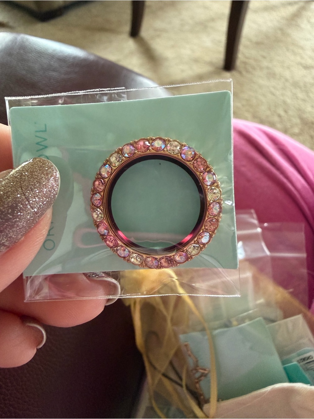 Sparkling Pink Crystal Locket Face